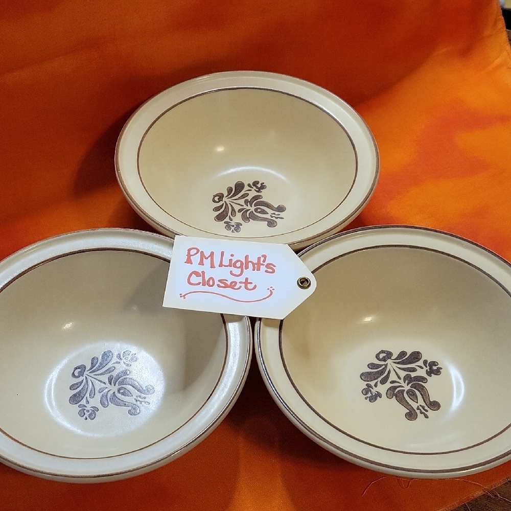 Pfaltzgraff Set of 3 Village Bowls Brown Tan Cereal Soup Stoneware